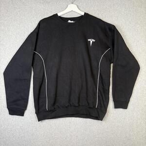 Tesla Adult Size Large Black Pullover Crewneck Sweater Cotton Blend